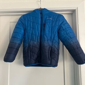 Eddie Bauer Hoodie Puffer Reversible Shirt Blue Ombre Kids Jacket S 7/8